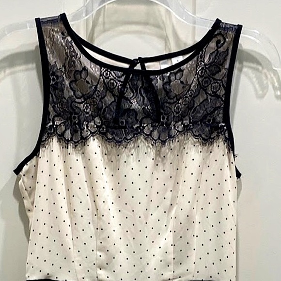 LC Lauren Conrad Polka Dot Sleeveless Lace Fit & Flare Lined Dressy Dress Size 4 - Picture 3 of 11